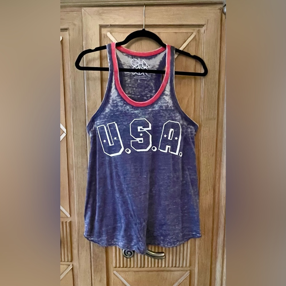 Chaser Blue and Red USA Racerback Tank Top